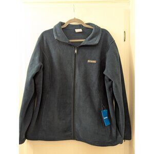 Columbia Womens Full-Zip Fleece Jacket 2X Navy Blue Warm & Cozy Outerwear